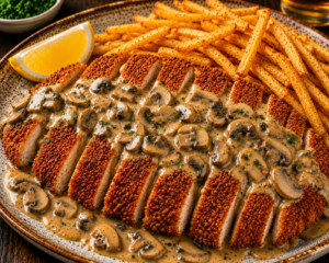 Chicken schnitzel mushroom sauce