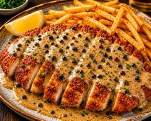 Chicken schnitzel pepper sauce